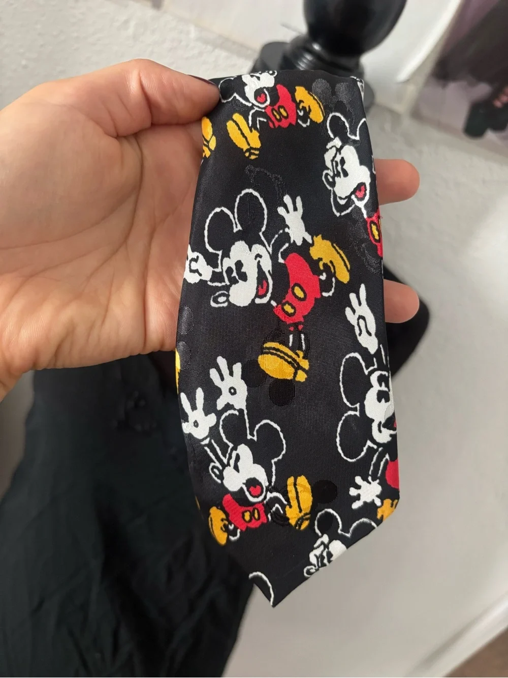 Disney Black Tie with Mickey Mouse Red & Yellow Accents